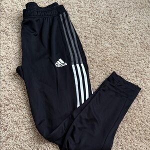 Adidas Men Black Joggers with White Stripes